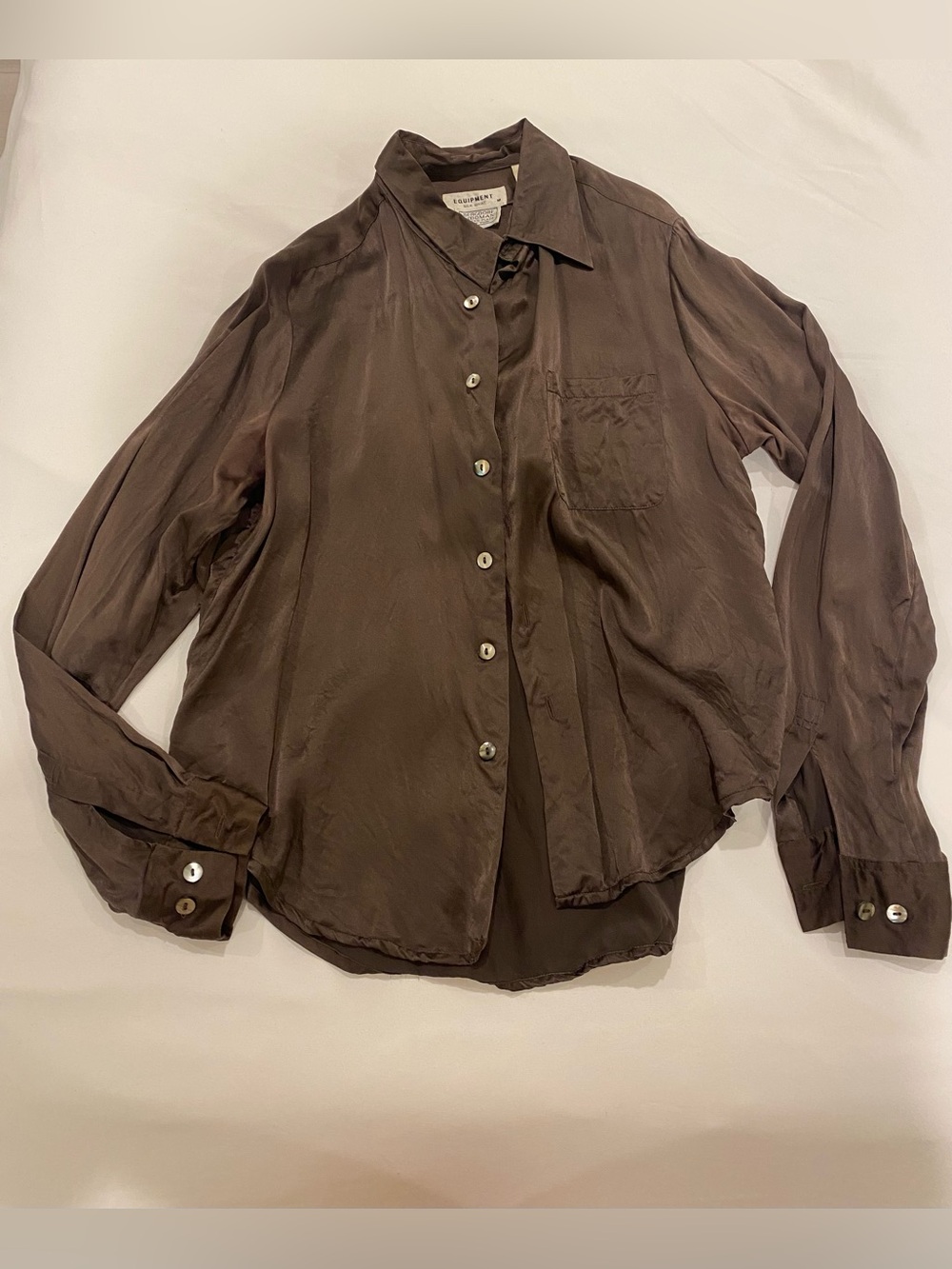 Equipment Brown Silk Button-Down Shirt - Picture 1 of 2